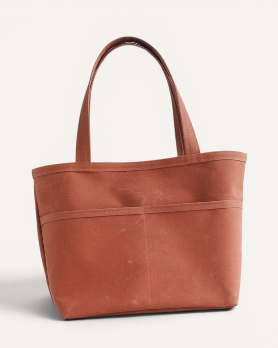 Waxed Canvas Tote Bag Kiremit - Görsel 6