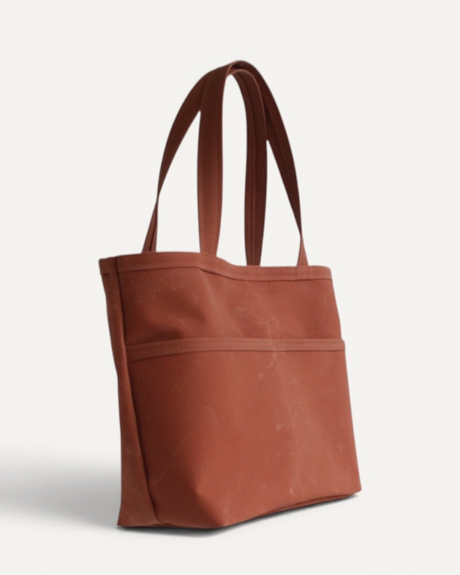 Waxed Canvas Tote Bag Kiremit