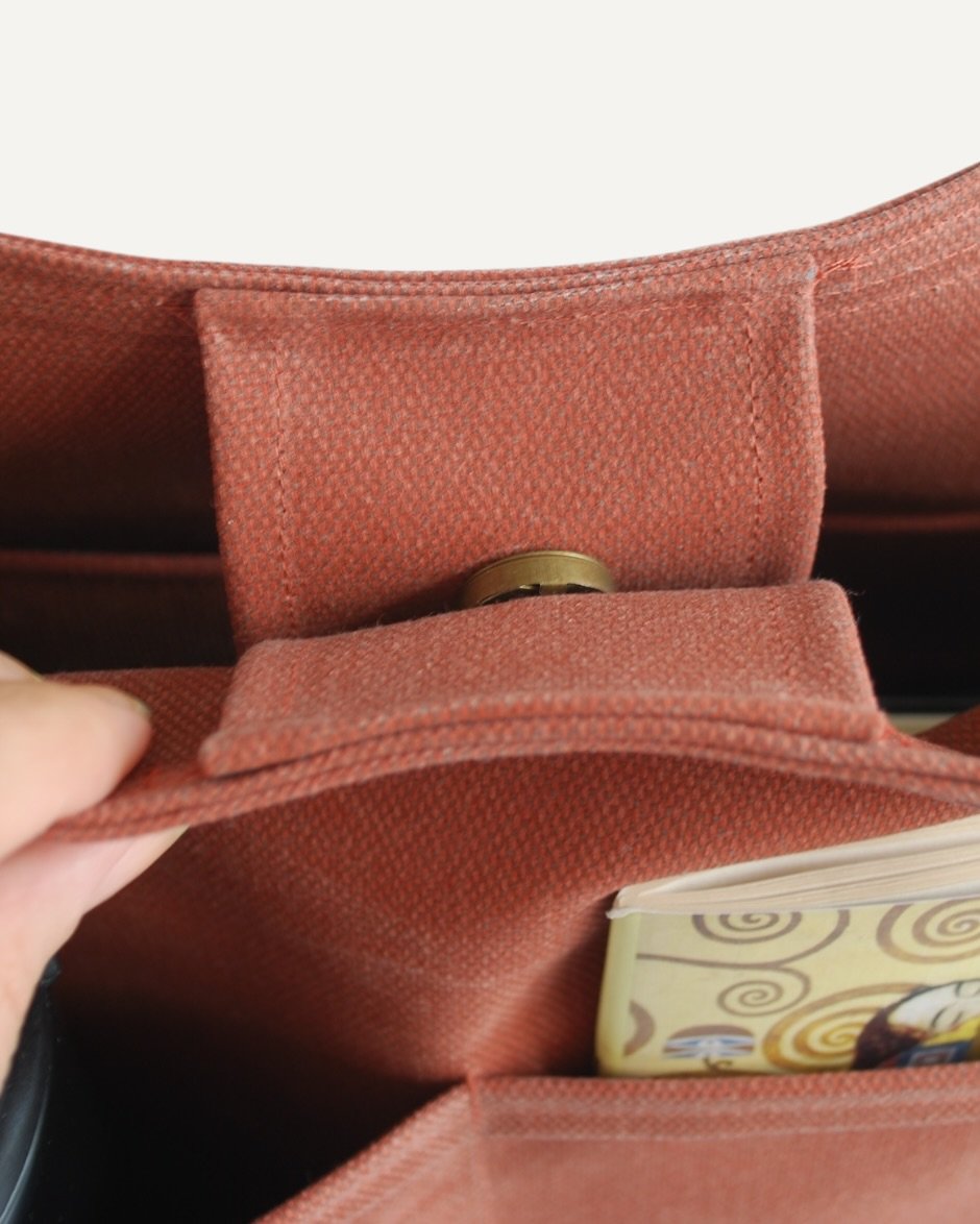 Waxed Canvas Tote Bag Kiremit - Görsel 5