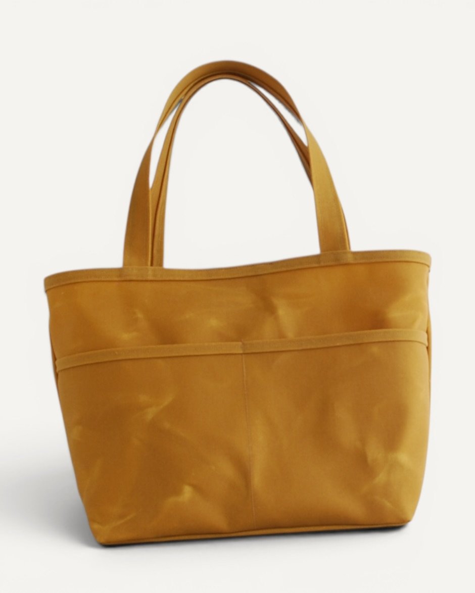 Waxed Canvas Tote Bag Hardal - Görsel 4