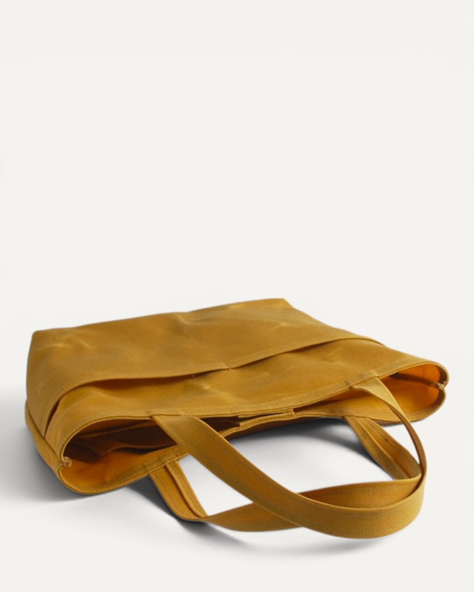 Waxed Canvas Tote Bag Hardal - Görsel 5