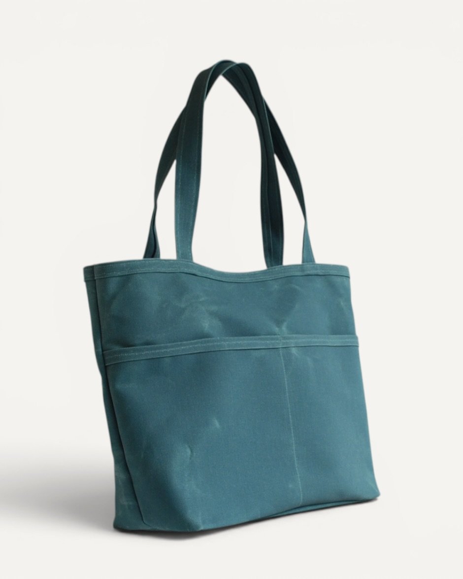 Waxed Canvas Tote Bag Mavi