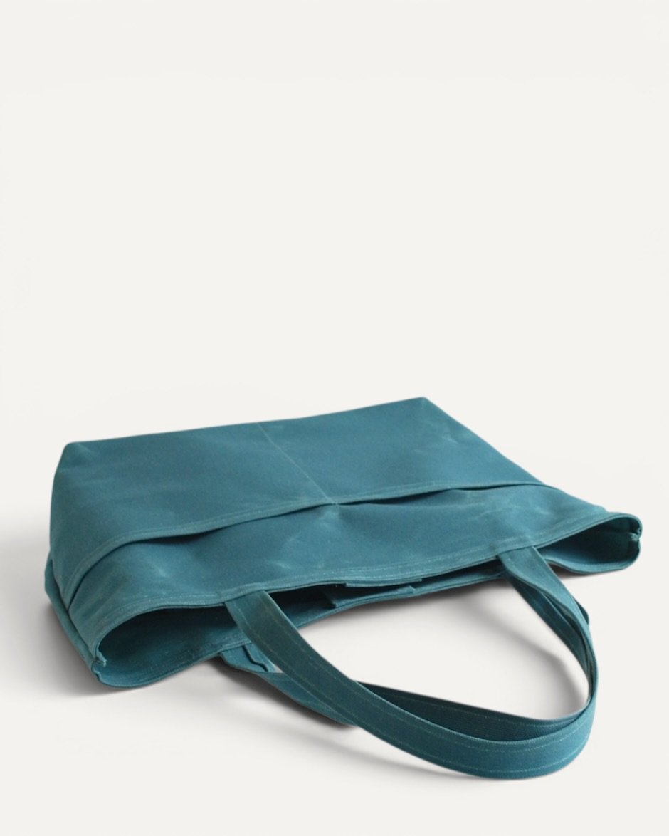 Waxed Canvas Tote Bag Mavi - Görsel 2