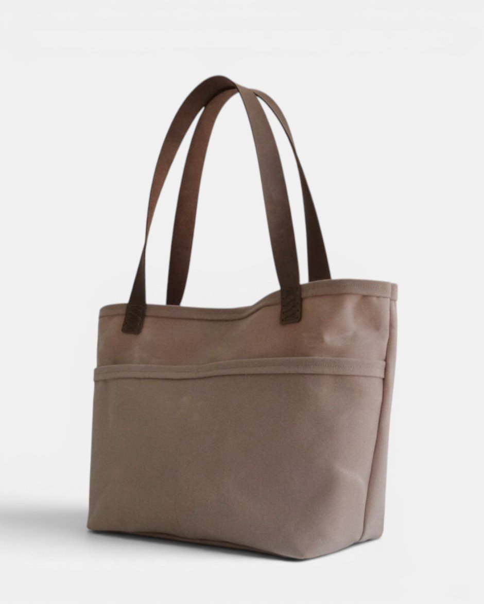 Waxed Canvas Tote Bag Bej